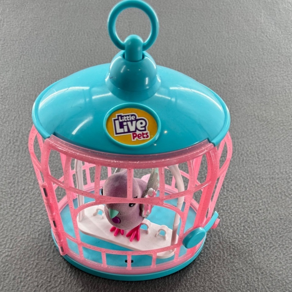 Little Live Pets Bird Cage Toy Kids Pink Interactive Flocked imaginative Pretend